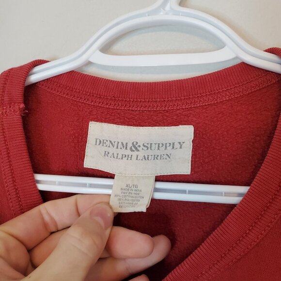 Ralph Lauren Denim And Supply Cherokee Trail Crewneck Red Size XL - Picture 4 of 5